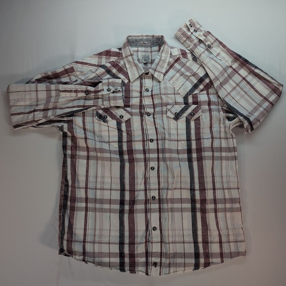 Moon Shine Spirit Mens Medium Plaid Western Shirt Brad Paisley Regular Fit